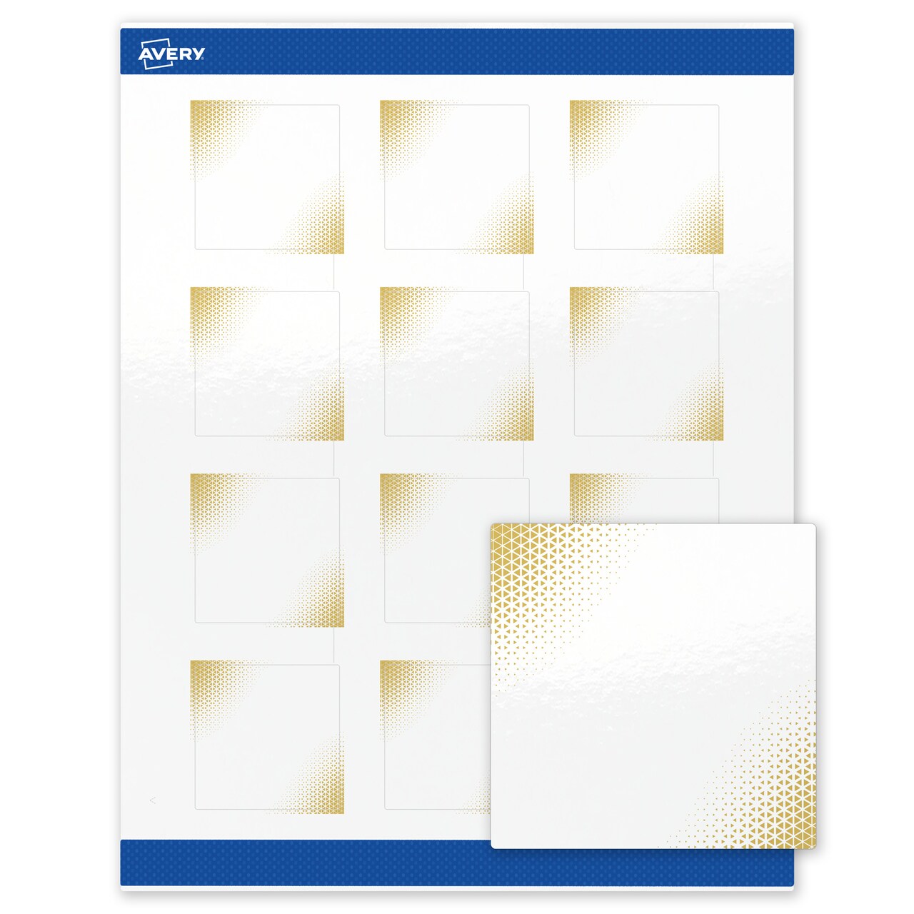 Avery Printable Square Labels with Sure Feed Technology, Pre-Printed Gold Blush Pattern, Glossy White, 2" x 2", Laser & Inkjet Compatible, 120 Total, Great for Branding, Marketing, and Events